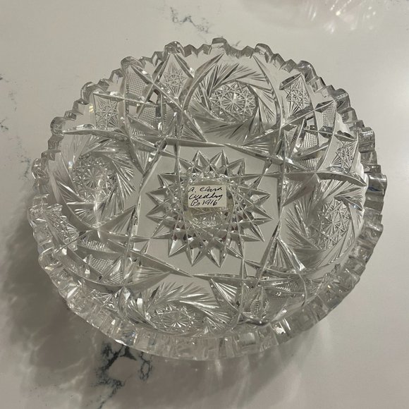 Antique American Brilliant Deep Cut ABP Glass Crystal Sawtooth Edge Hobstar - Picture 2 of 6